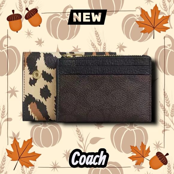 COACH Card Holder Wallet – Leopard Print & Signature Canvas – New NWT - Picture 4 of 8